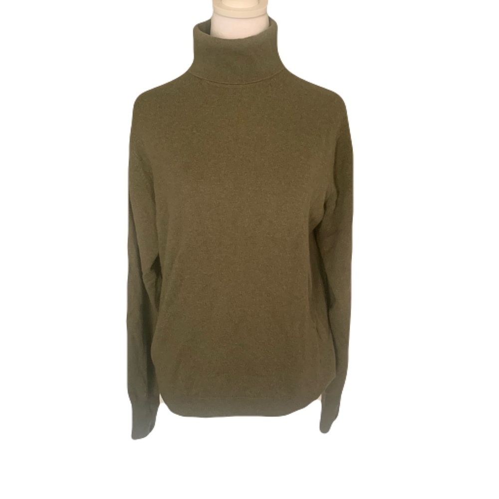 Glen Lyon Small Unisex 100% Cashmere Olive Green Turtleneck Sweater Soft Cozy